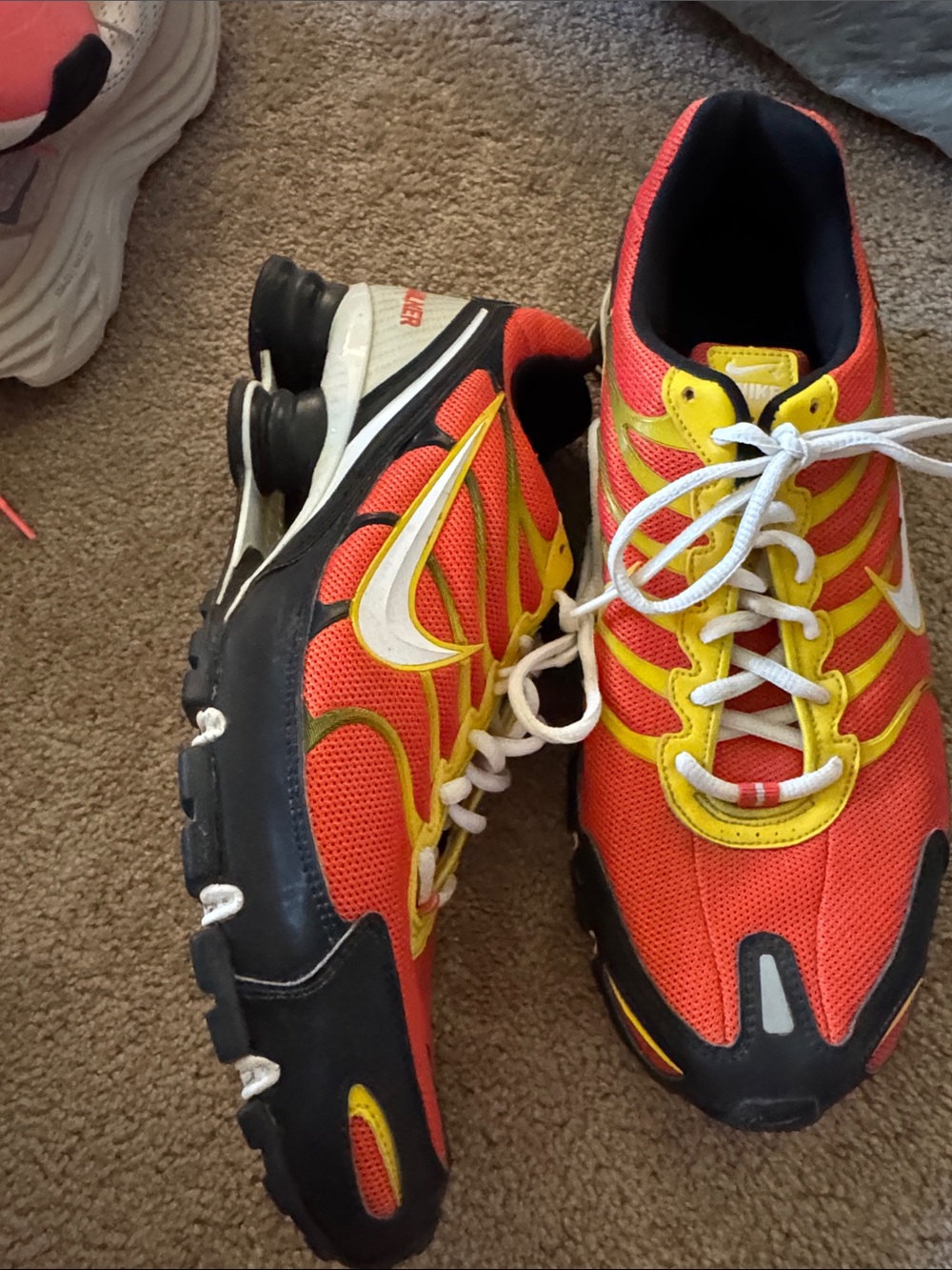 Nike shox men’s  Orange and Yellow Mesh Sneakers running rare Id custom